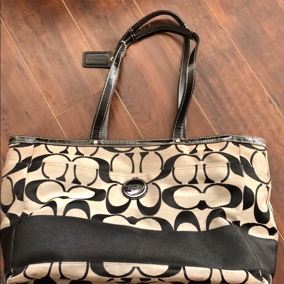 Coach Black and Cream Diaper Bag/Tote - Picture 1 of 9